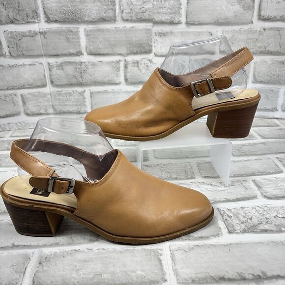 Westies Shoes - Westies Women's Size 9.5 Brown Tan Leather Vintage Block Heel Mule Clogs